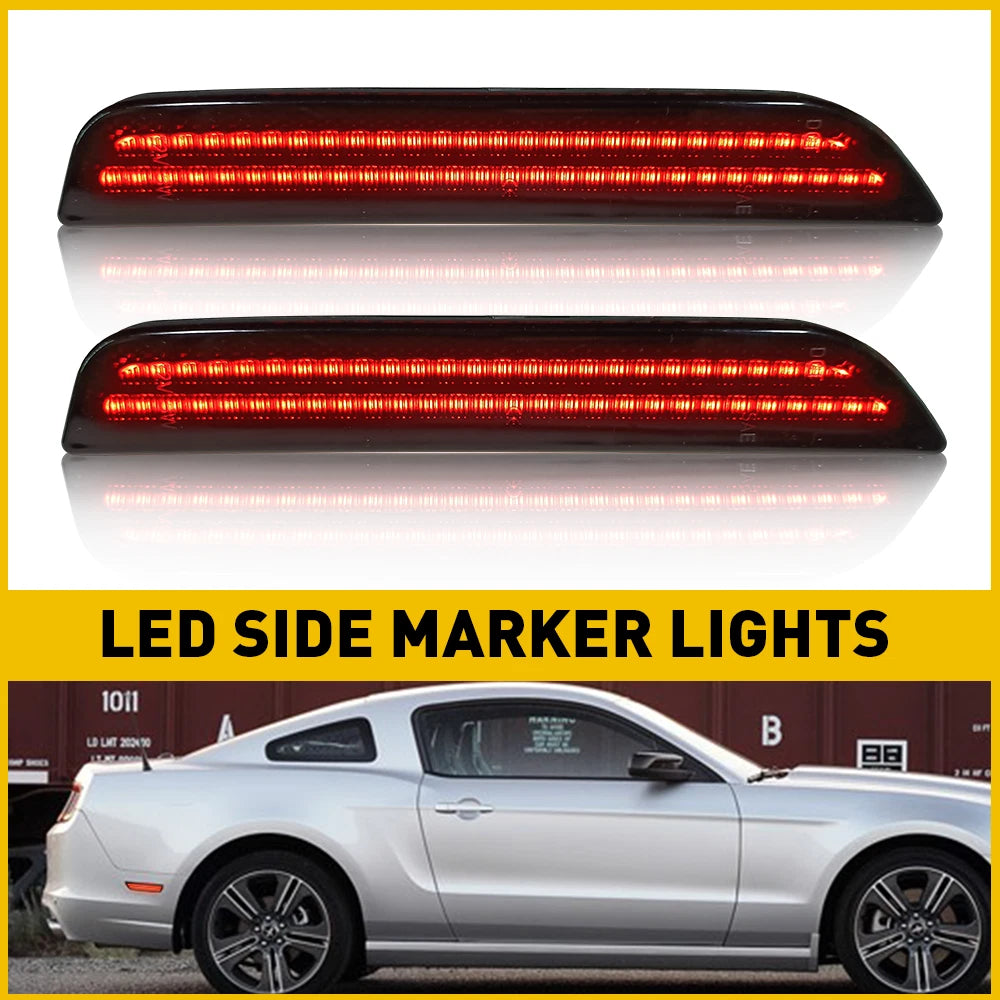 2x Red LED Rear Marker Lamps Side Reflector Lights For 2010-2014 Ford Mustang 6B93BC-57