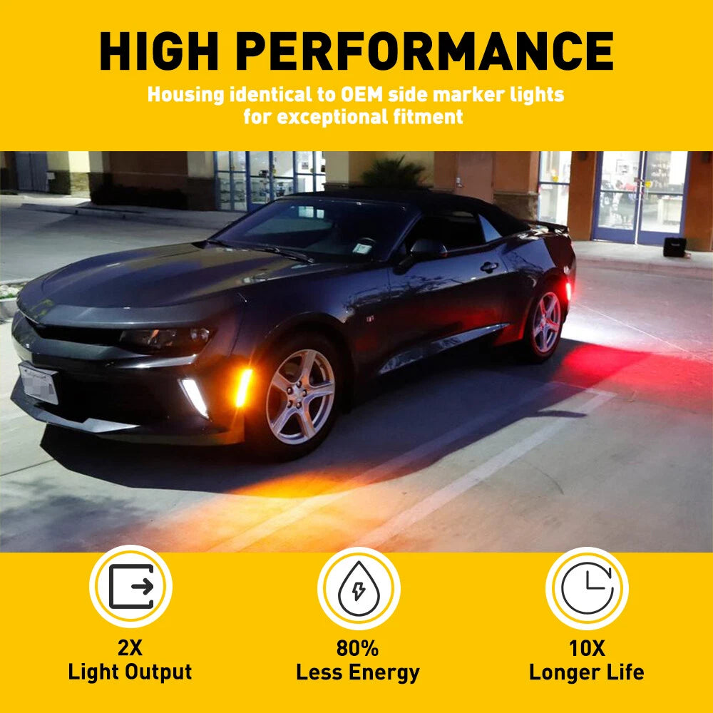 4x Smoked Lens LED Front Rear Side Bumper Marker Lights For 2010-15 Chevy Camaro 6B93BC-57