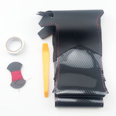 Steering Wheel Wrap For VW Golf 6 Glossy Carbon Fiber &Perforated Leather Cover