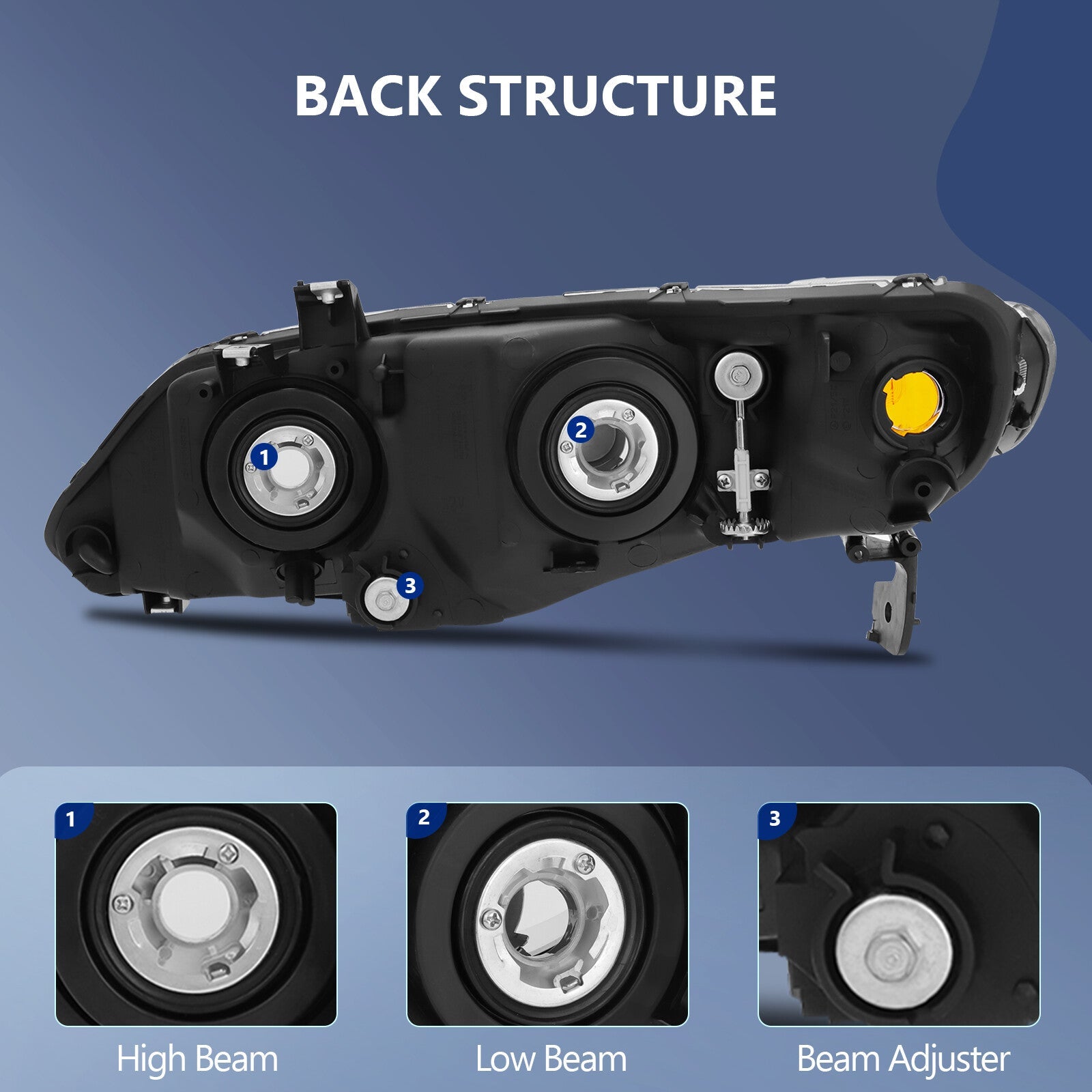 Headlight Assembly Pair For Honda Civic 4 door Sedan 2006-2011 Headlamp Light 6B93BC-57