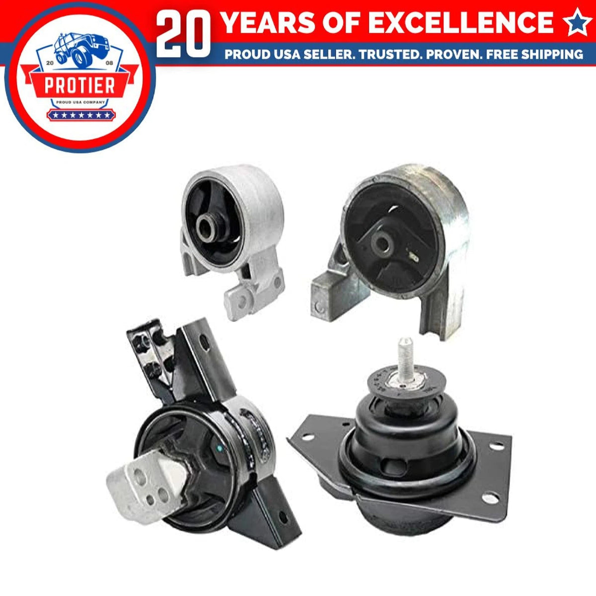 Fits 2006-2011 Hyundai Accent 1.6L Engine Motor & Trans Mount Set 4pcs : A7159, 6B93BC-57
