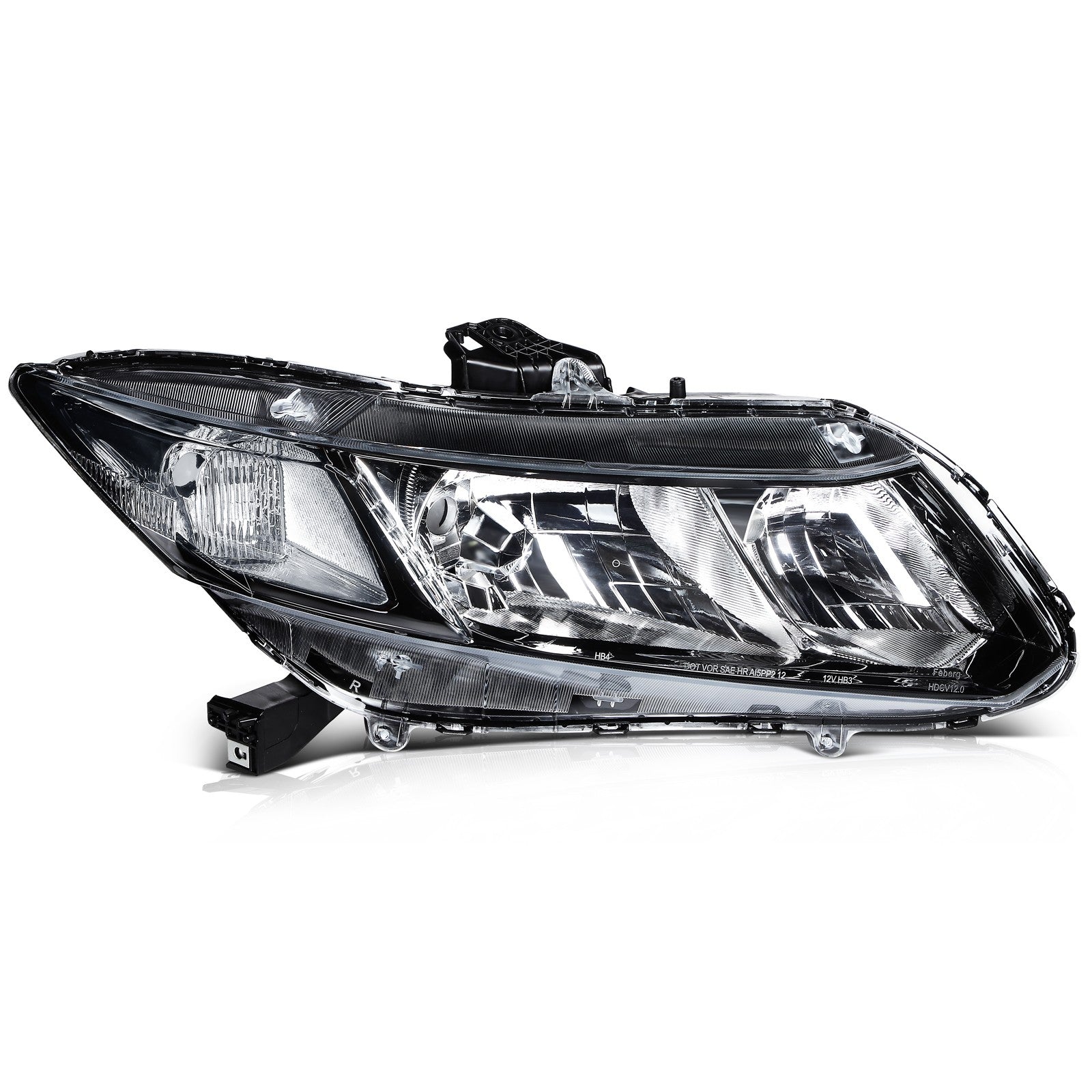 Pair Kit Headlights Assembly For 2012-2015 Honda Civic 1.5L 1.8L 2.4L Black 6B93BC-57