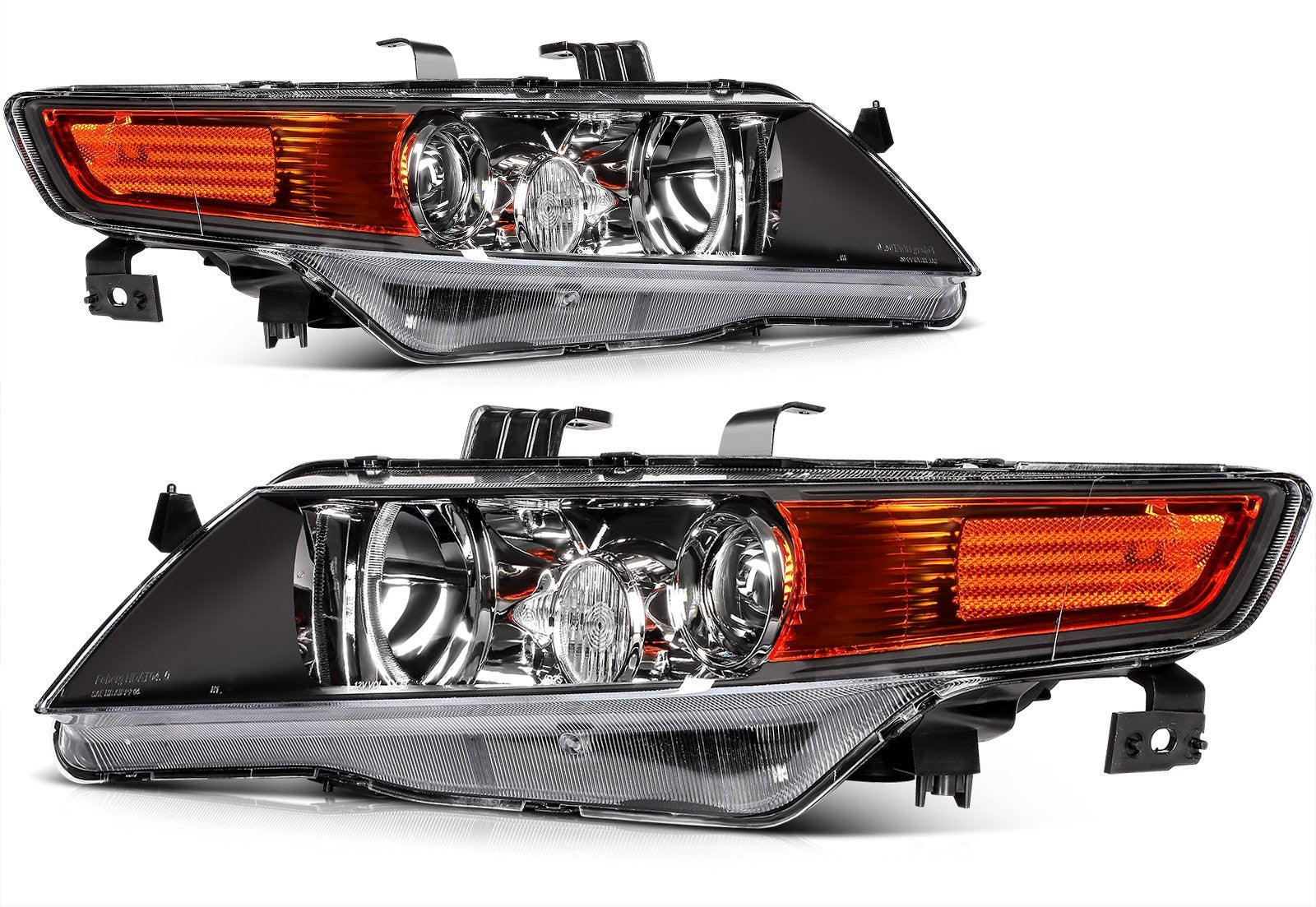 ECCPP Headlights Assembly For Acura TSX Base 2.4L 2004-2008 Pair Kit Black Amber 6B93BC-57