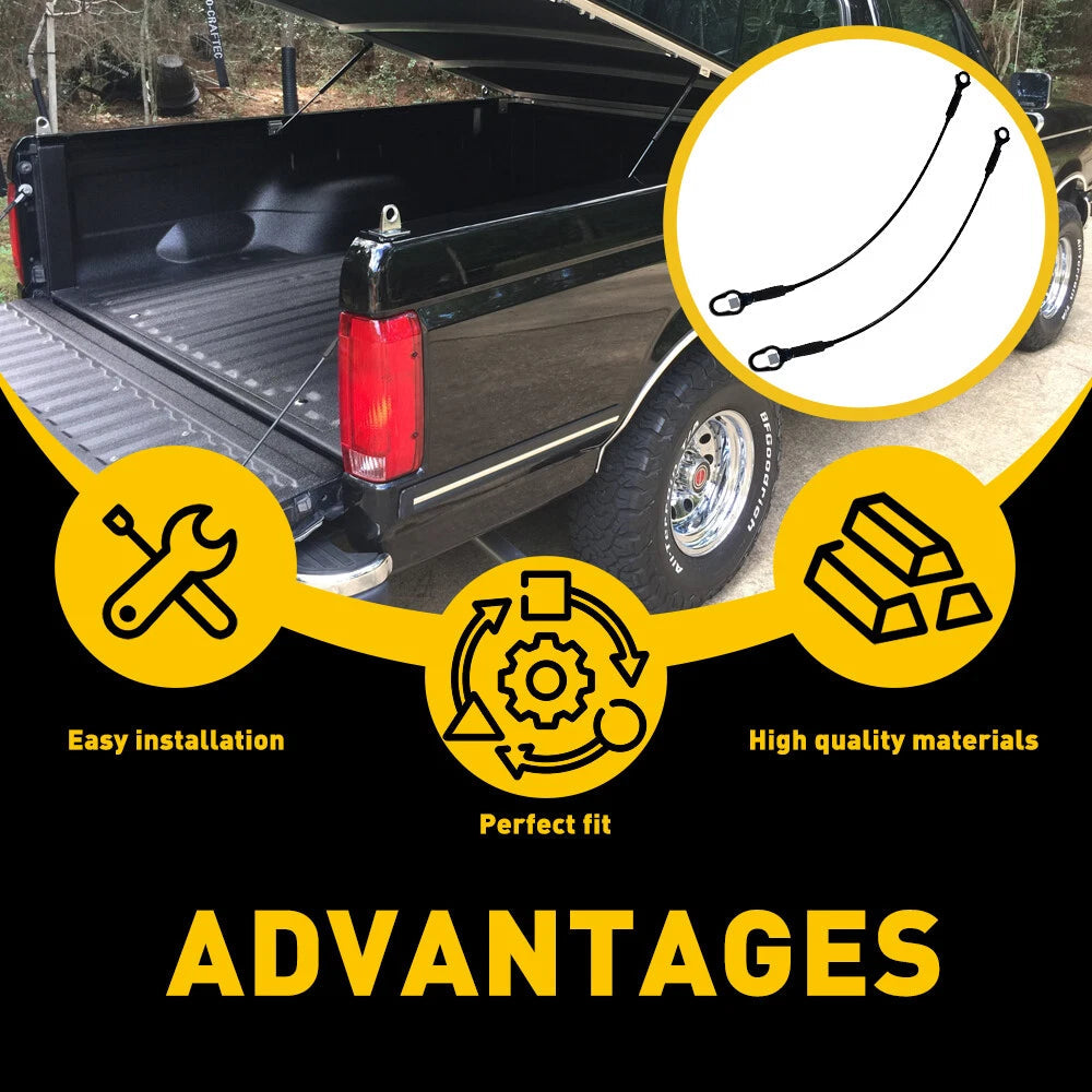 Rear Tailgate Cables Straps Set Pair for 1983-1996 Ford F150 F250 F350 6B93BC-57