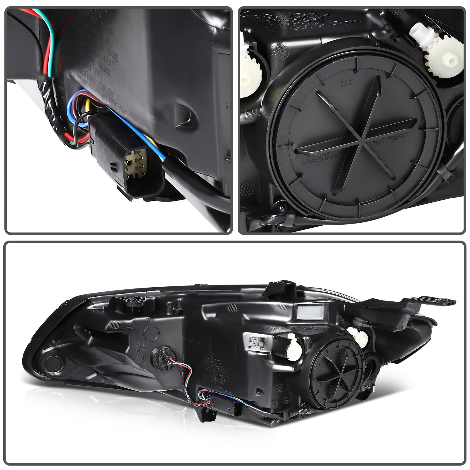 ECCPP Headlights Assembly For Chevrolet Malibu 2016-2018 Pair Kit Black Amber 6B93BC-57
