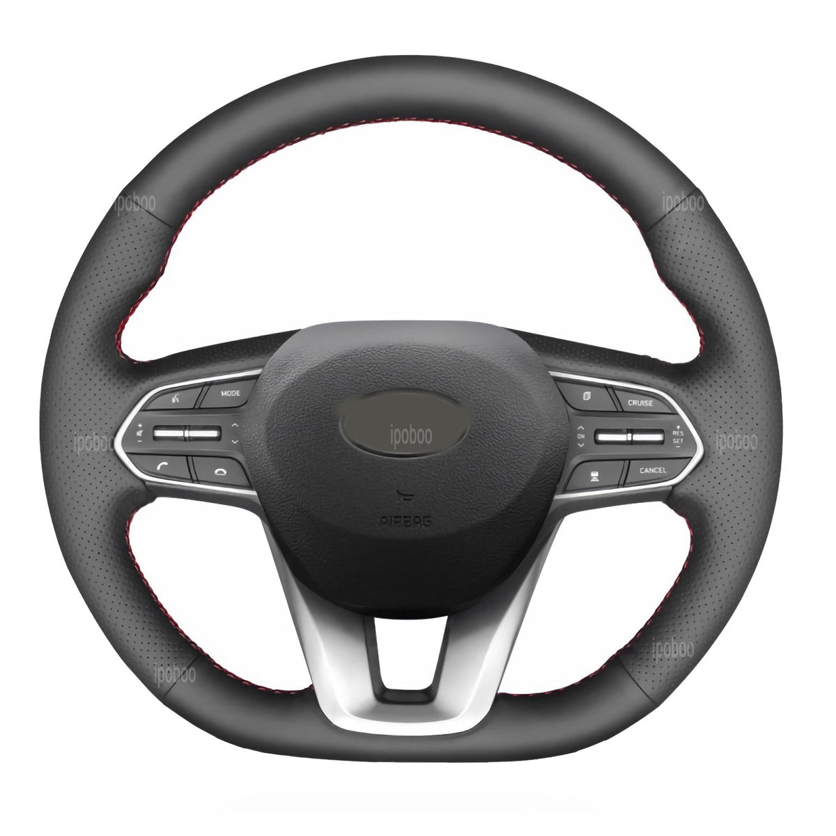 Steering Wheel Wrap For Hyundai Palisade 2020-22 Black Perforated Leather Cover