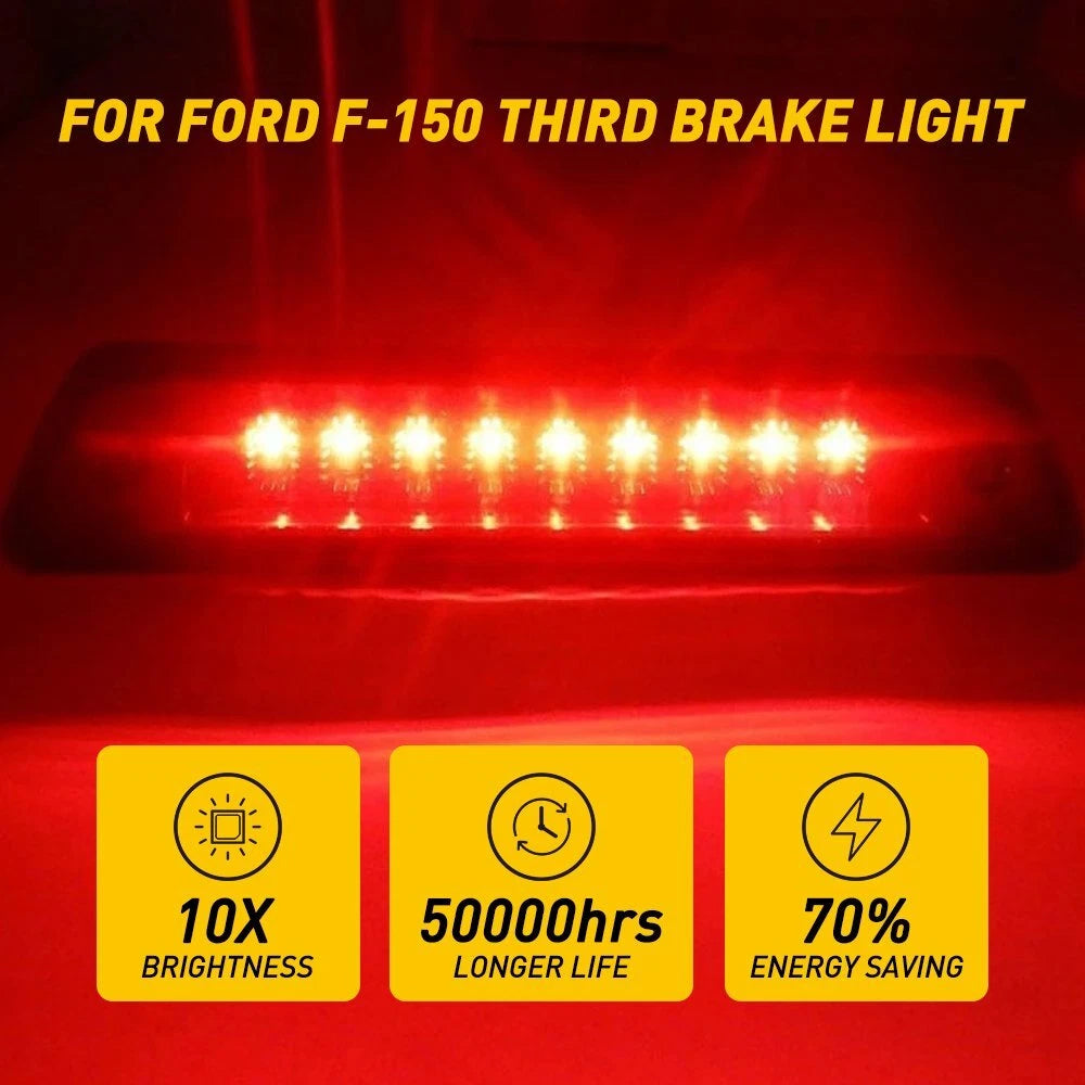 For 2009-2014 Ford F-150 3rd Third Brake Light LED Smoke Rear Reverse Cargo Lamp 6B93BC-57