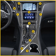 11x Carbon Fiber Full Interior Kit Cover Trim For Infiniti Q50 Q60 2014-19 USEOA 6B93BC-57