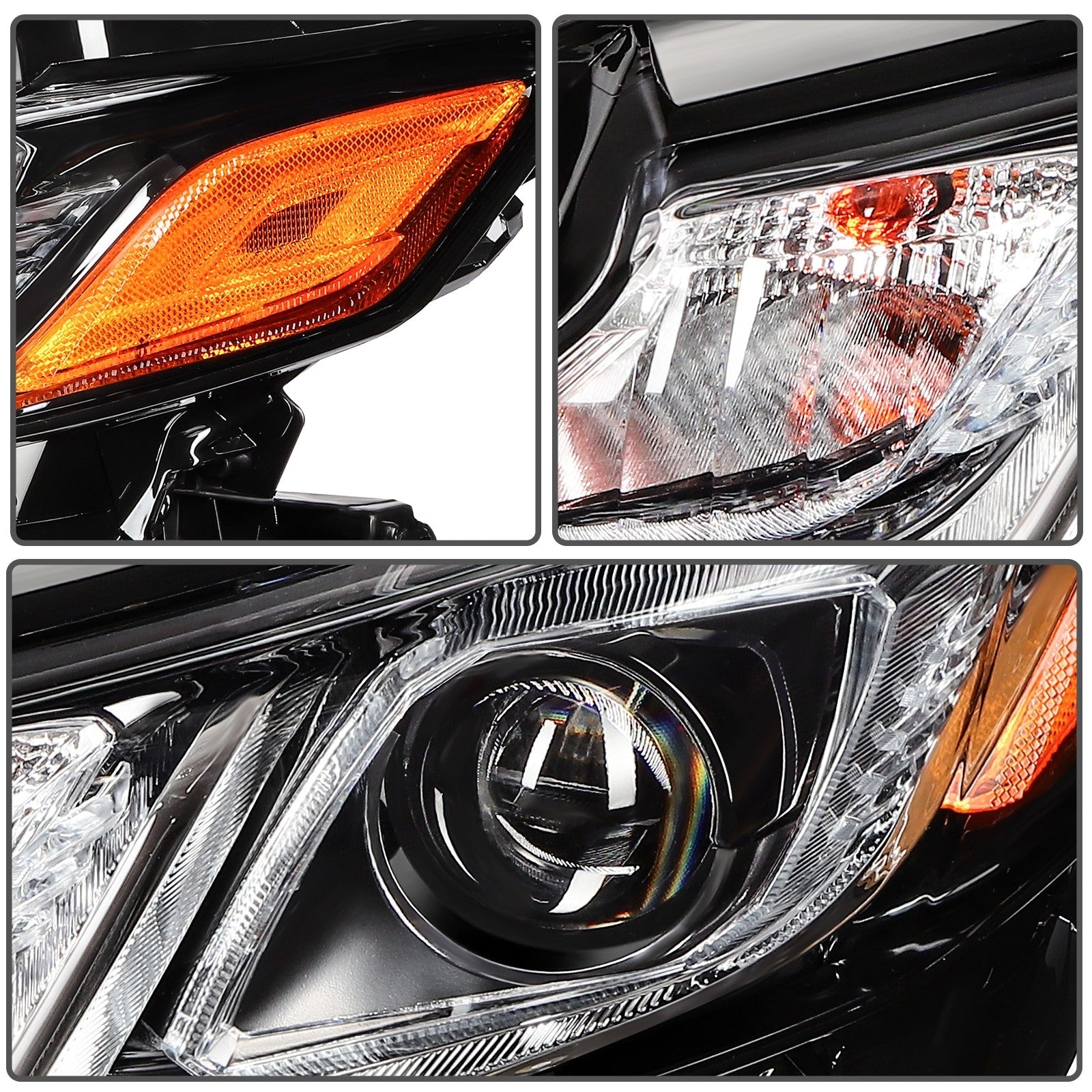ECCPP LED Headlights Assembly For Camry SE LE L TRD 2018-2024 Pair Black Amber 6B93BC-57