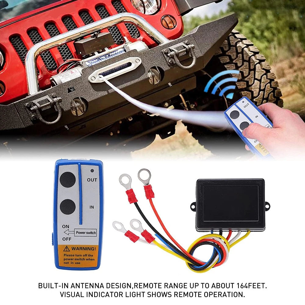 Wireless Winch Remote Control 12V Kit Receiver 150ft Twin Handset Switch Easy US 6B93BC-57