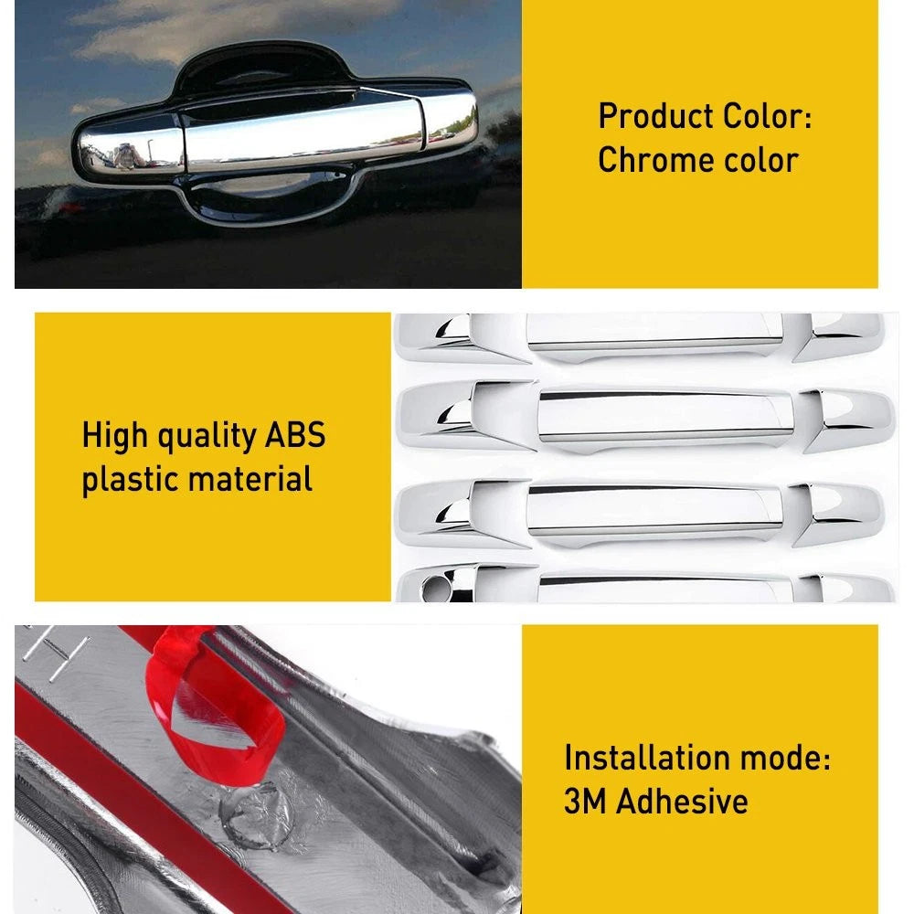For 07-13 Chevy Silverado GMC Sierra 1500 3500 2500 CHROME 4Dr Handle Covers EOA 6B93BC-57