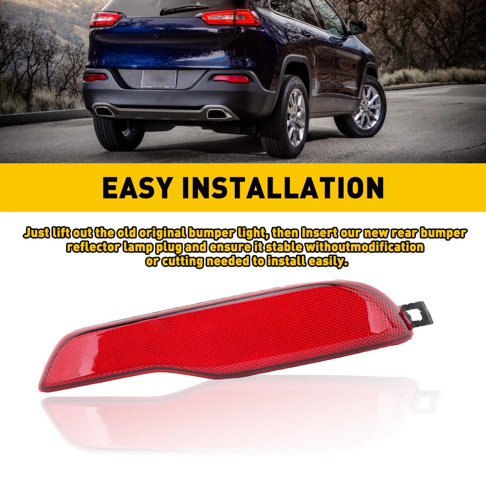 For 2014-2018 Jeep Cherokee Right Rear Passenger Side Bumper Reflector Red Lens 6B93BC-57
