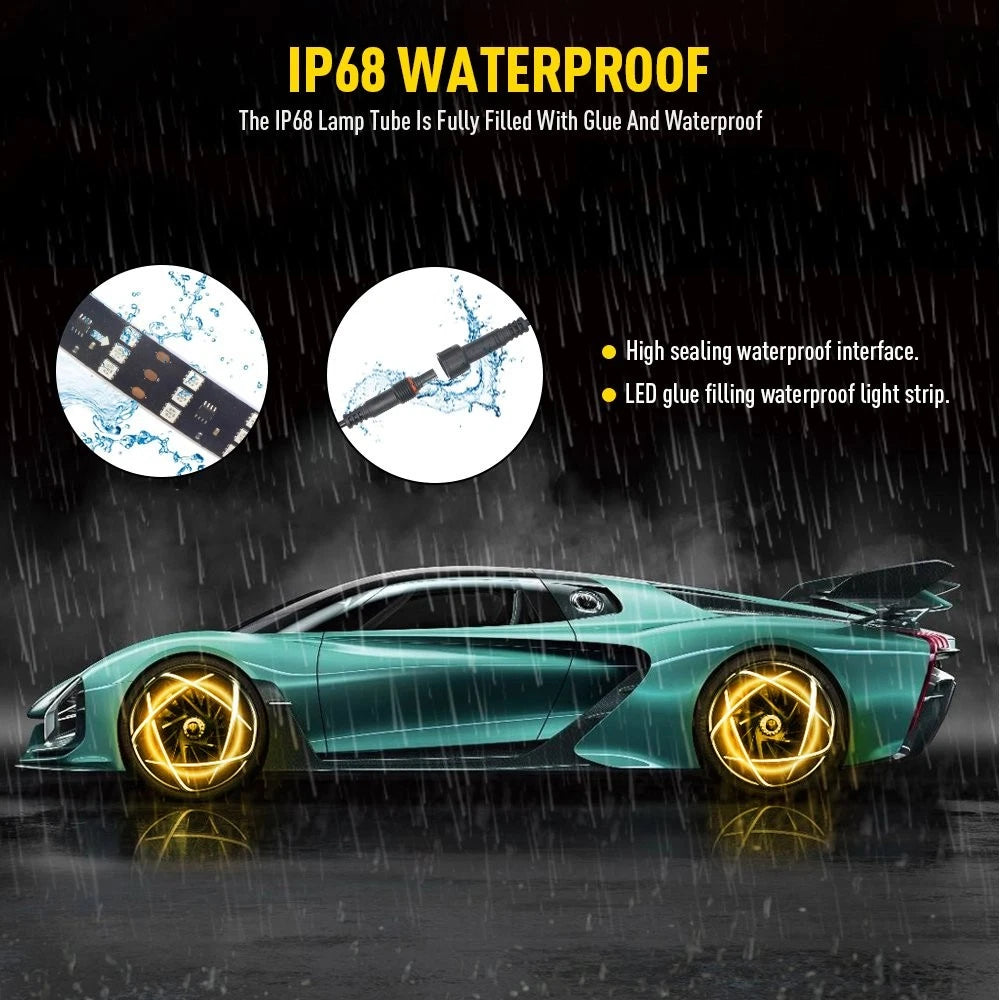 15.5″ 3 Row IP68 LED Wheel Ring Rim Lights RGB Color Turn Signal Bluetooth APP A 6B93BC-57