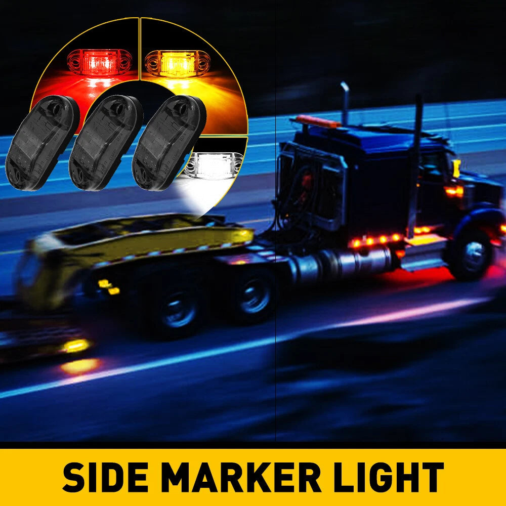 10/20X 2.5"Oval LED Clearance Side Marker Lights Truck Trailer RV Amber/Red EOA 6B93BC-57