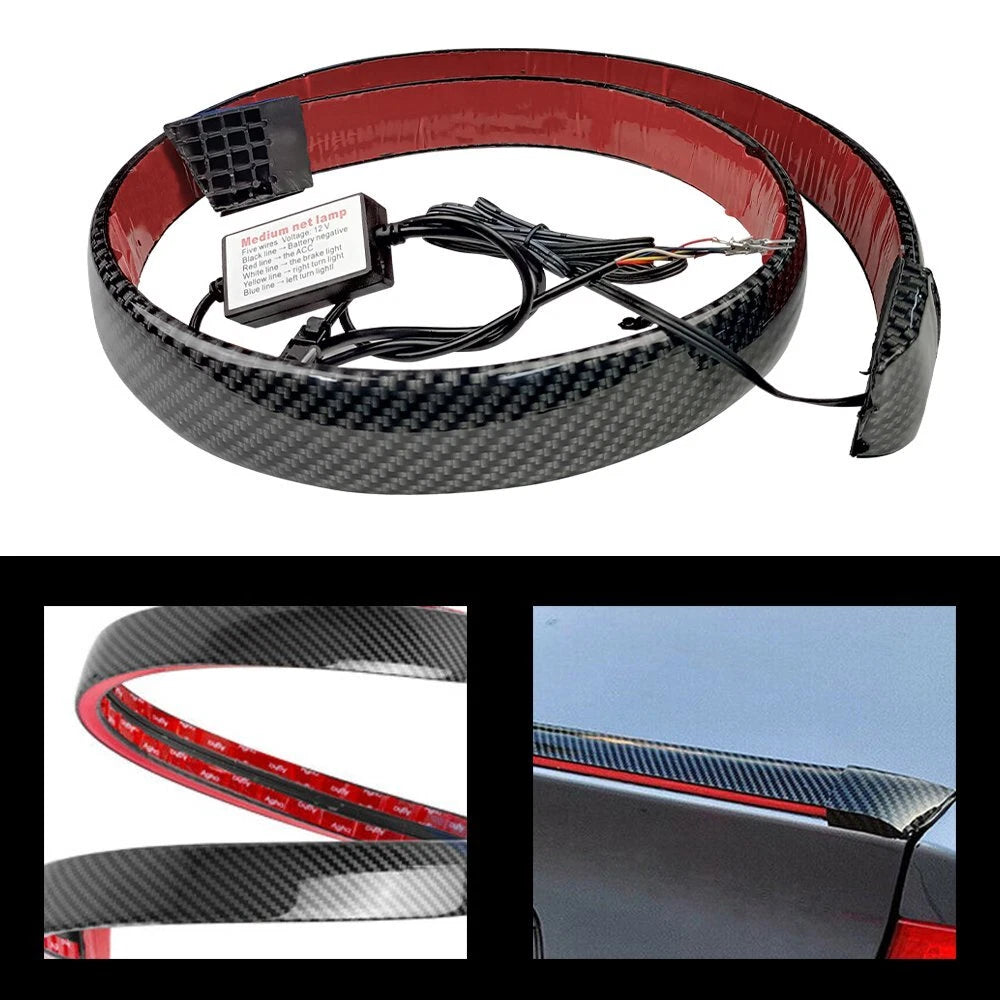 Carbon Fiber LED Car Tail Brake Light Strip Rear Lip Spoiler Trim Bright Durable 6B93BC-57
