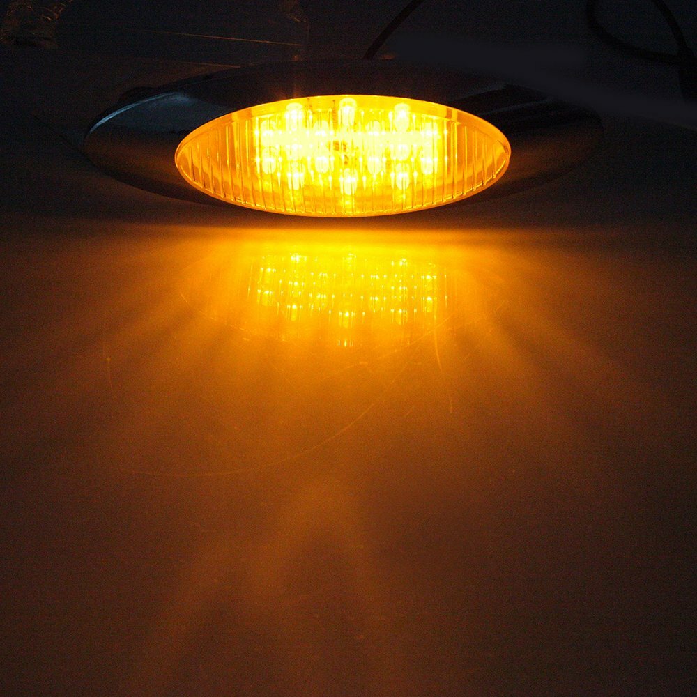 15x 6.5'' Oval Cab / Side Marker Clearance Light 16 LED Chrome Bezel& Side Light 6B93BC-57