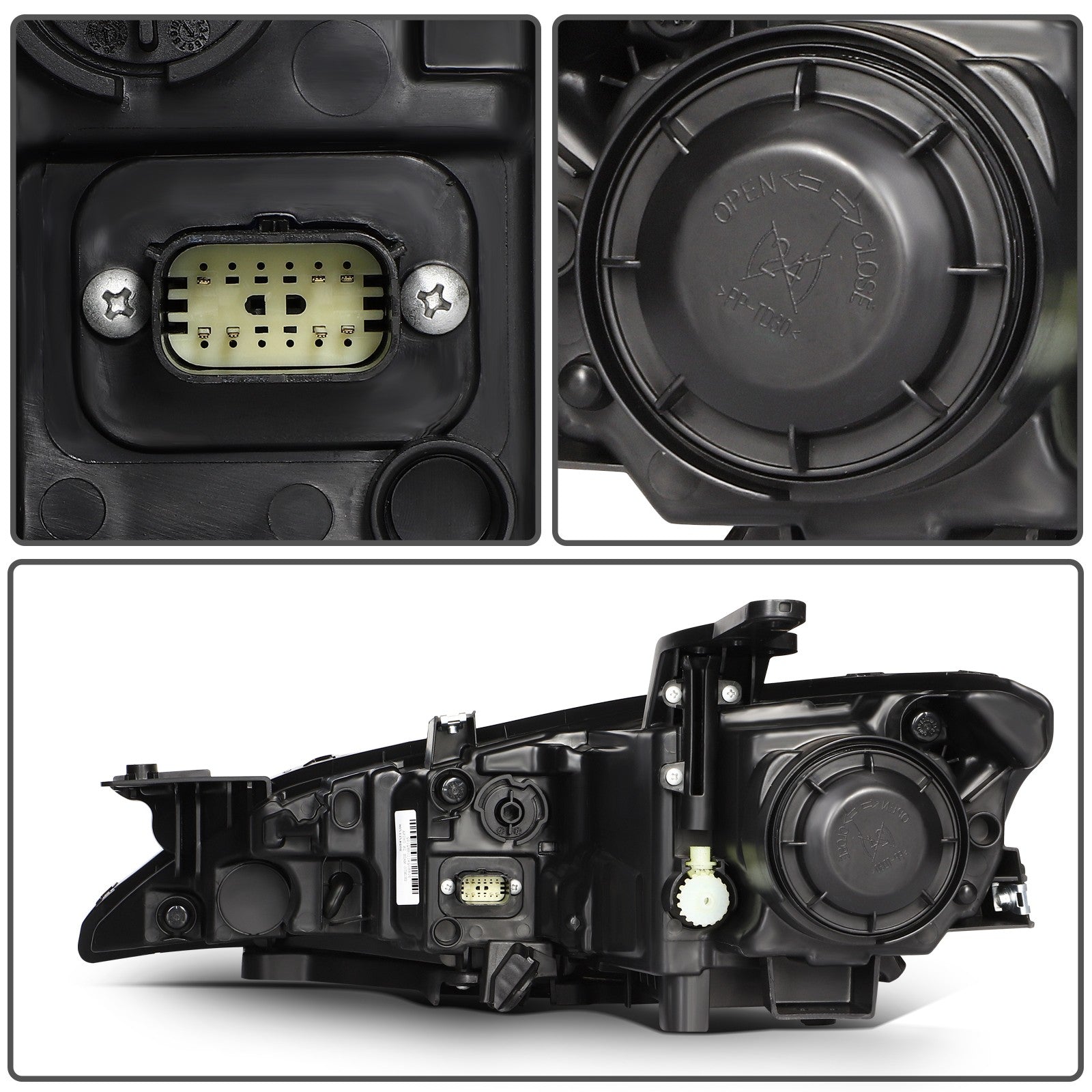 Pair Kit Halogen Headlights Assembly For 2015-2017 Chrysler 200 2.4L 3.6L Black 6B93BC-57