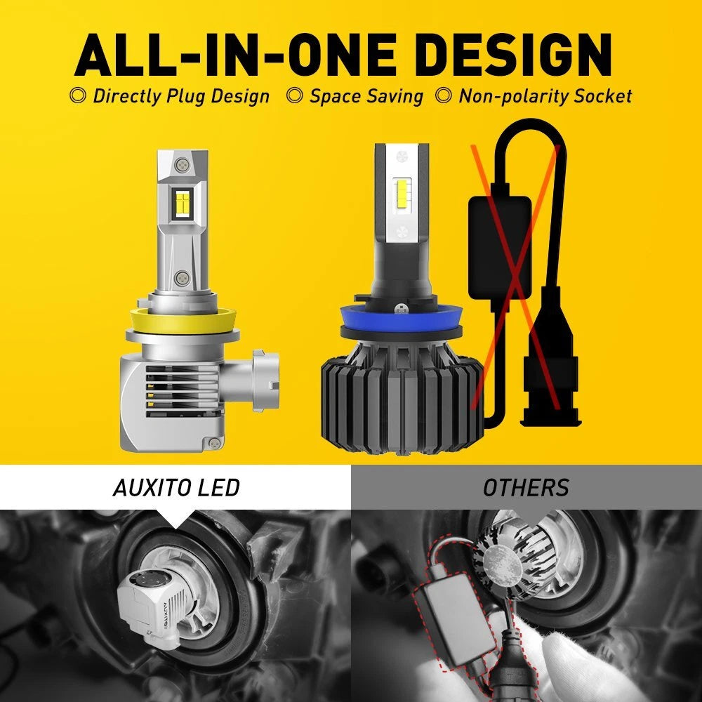AUXITO LED Headlight Lamp H11 Low Beam Bulb Canbus Kit 24000LM White Bright Q16 AUXITO