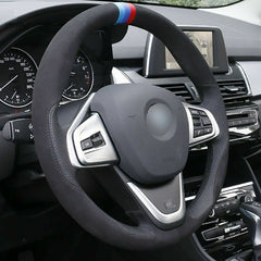 DIY Top Leather Steering Wheel Hand-stitch on Wrap Cover For BMW F48 X1 220 225