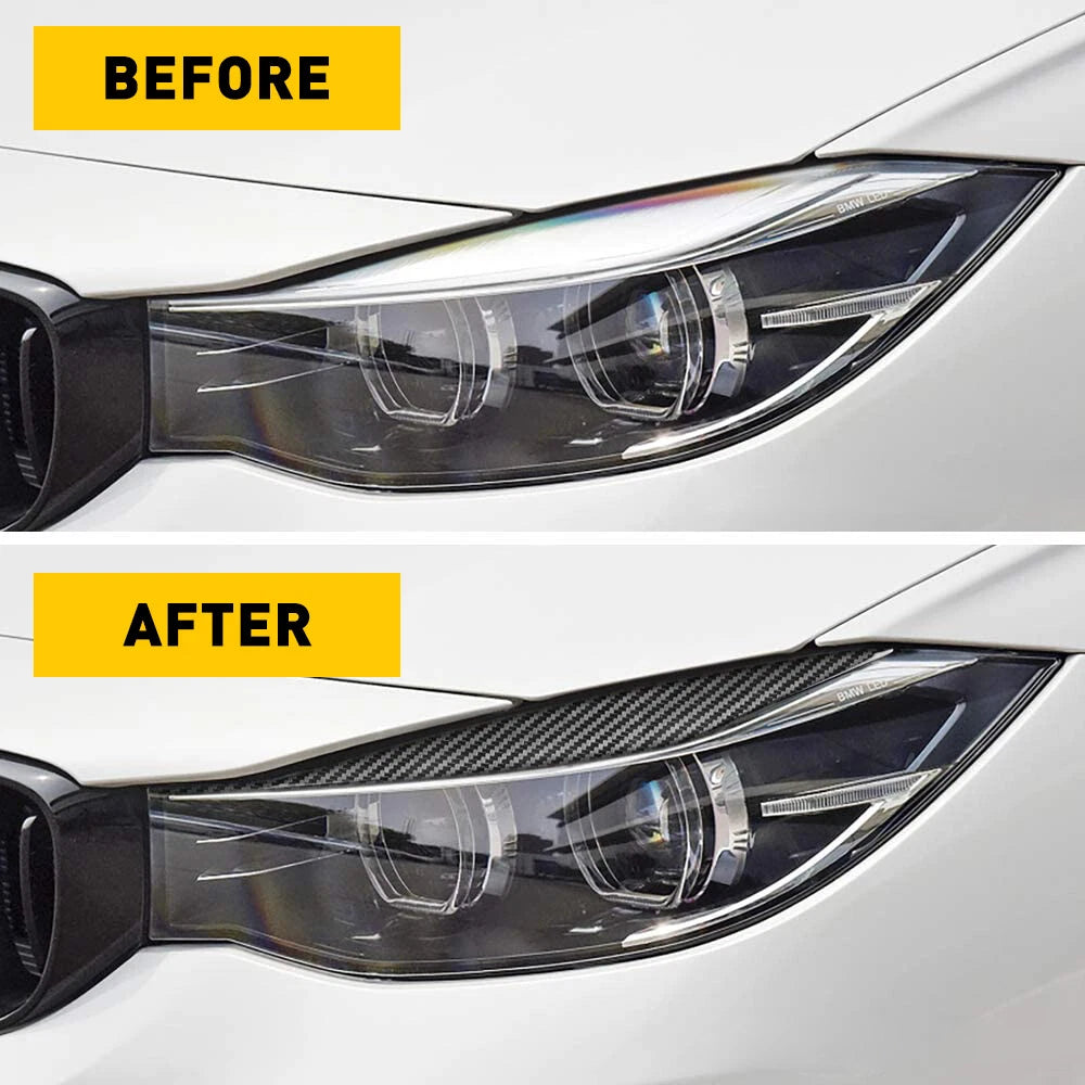For 2013-2019 BMW 3 Series Glossy Black Headlight Eyelid Eye Lid Cover Eyebrows 6B93BC-57