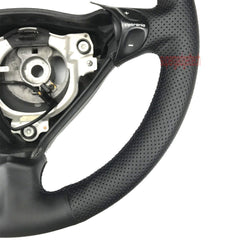 Glossy Carbon Fiber &Black Leather Steering Wheel Wrap Cover For Porsche Carrera
