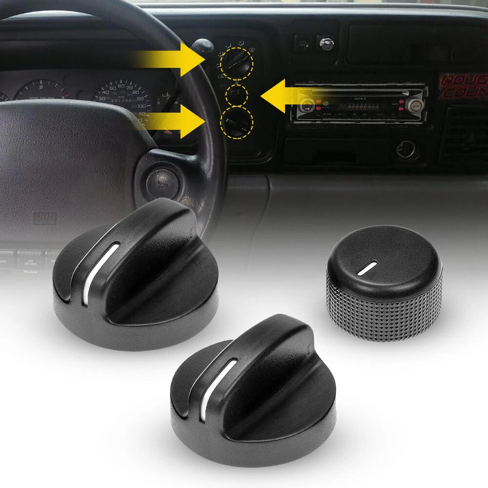 3pcs For 1994-1997 Dodge Ram 1500 2500 3500 Knob Control of Heater A/C HVAC Fan 6B93BC-57