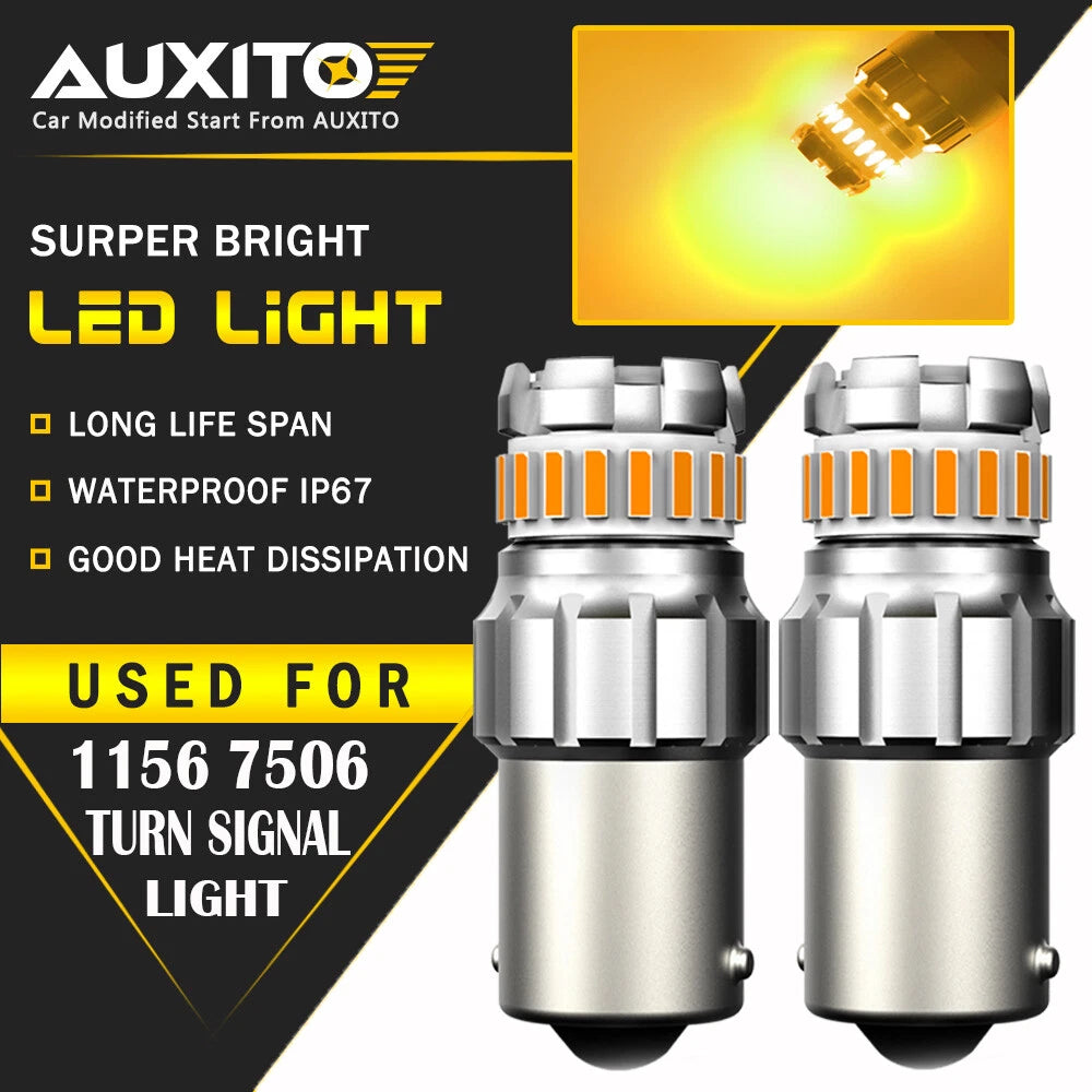 2x 1156 7506 3497 LED Front Turn Signal Blinker Light Bulbs Amber Yellow 2F EOA 6B93BC-57
