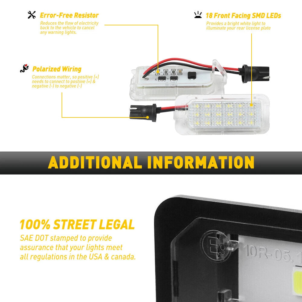 For Ford Explorer Fusion Fiesta Escape [SUPER BRIGHT] LED License Plate Lights A 6B93BC-57