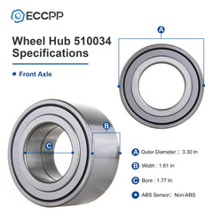 2Pcs Wheel Bearings Front For Hyundai Sonata Santa Fe Tucson Kia Optima Sportage 6B93BC-57