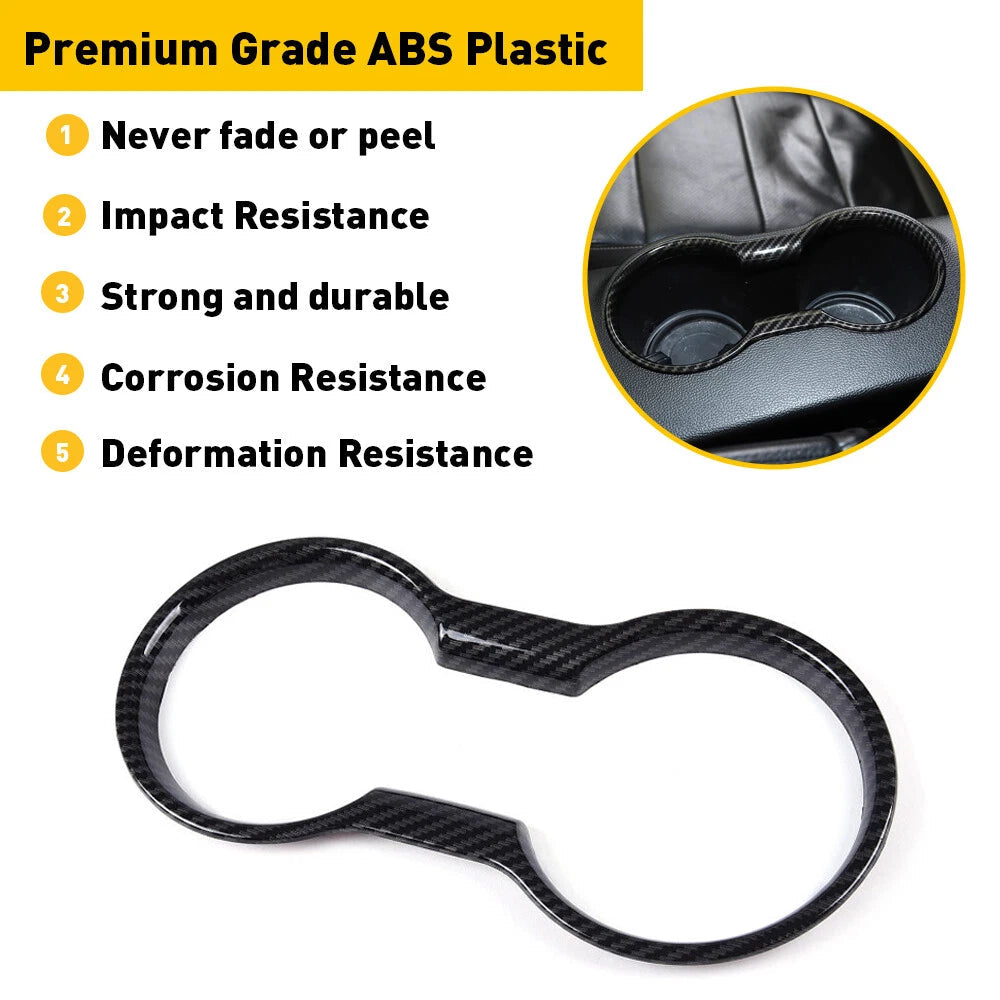 CUP HOLDER COVER FRAME CARBON FIBER ACCESSORIES TRIM FOR MUSTANG 2015-2022 EOA 6B93BC-57