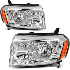 Pair Kit Headlights Assembly For 2009-2011 Honda Pilot SUV 3.5L Chrome Amber 6B93BC-57