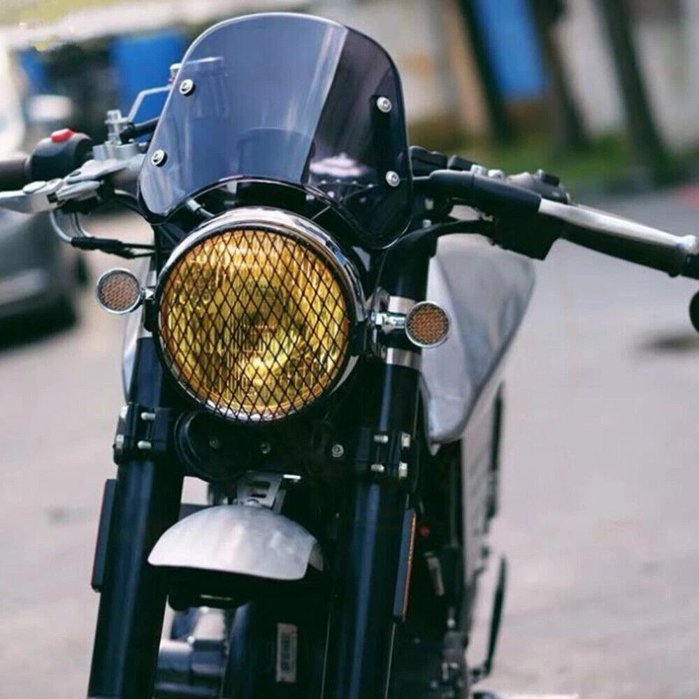 Universal Motorcycle Headlight Fairing Windscreen Windshield 5-7'' Round Black 6B93BC-57