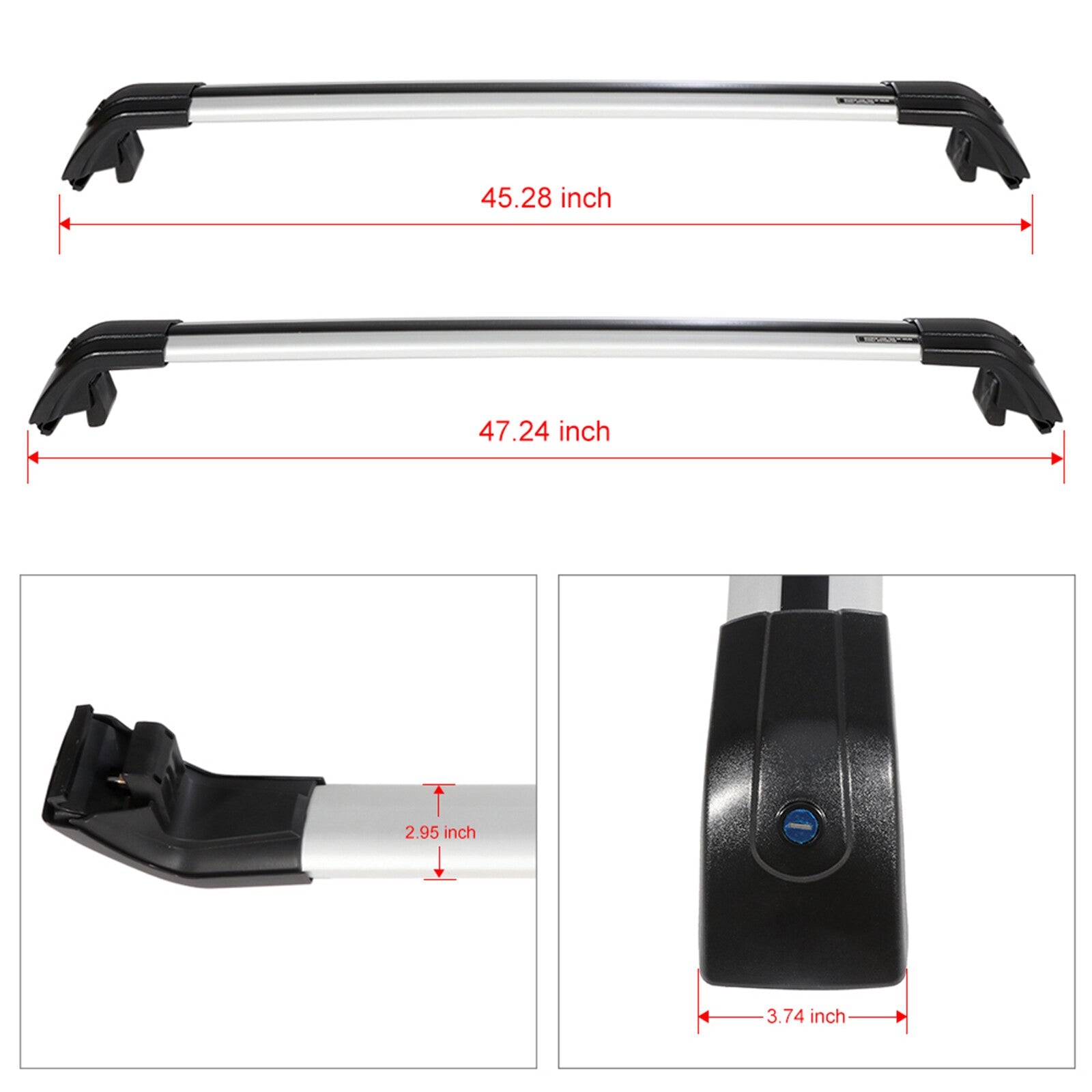 Fits For  VW Volkswagen Atlas 2018 2019 Roof Rack Aluminum Cross Bar Vehicle KOEEP