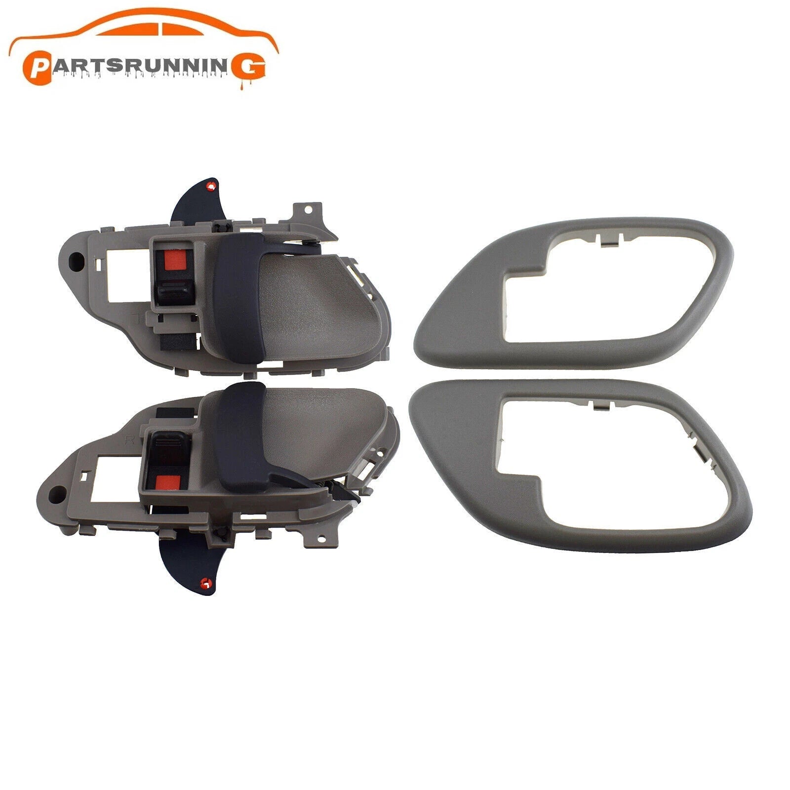 Set of 4 Interior Door Handles& Bezel Trim Gray For 1995-1999 Chevy C1500 K1500 6B93BC-57