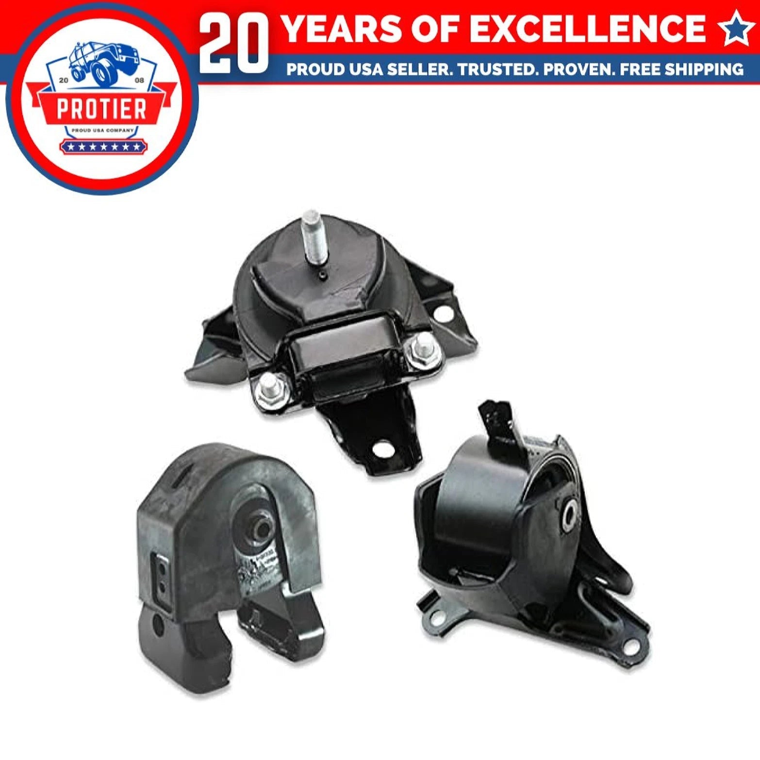 Fits 2006-2008 Hyundai Sonata 2.4L Front RT & Rear Motor & Trans Mount Set 3pc 6B93BC-57