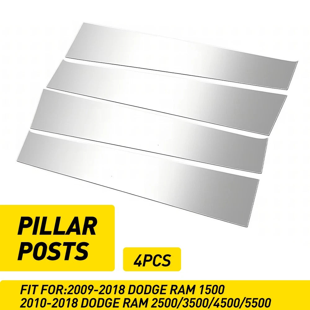 Chrome Pillar Posts for Dodge Ram 2009-2018 4pc Window Door Trim Cover Kit EOA 6B93BC-57