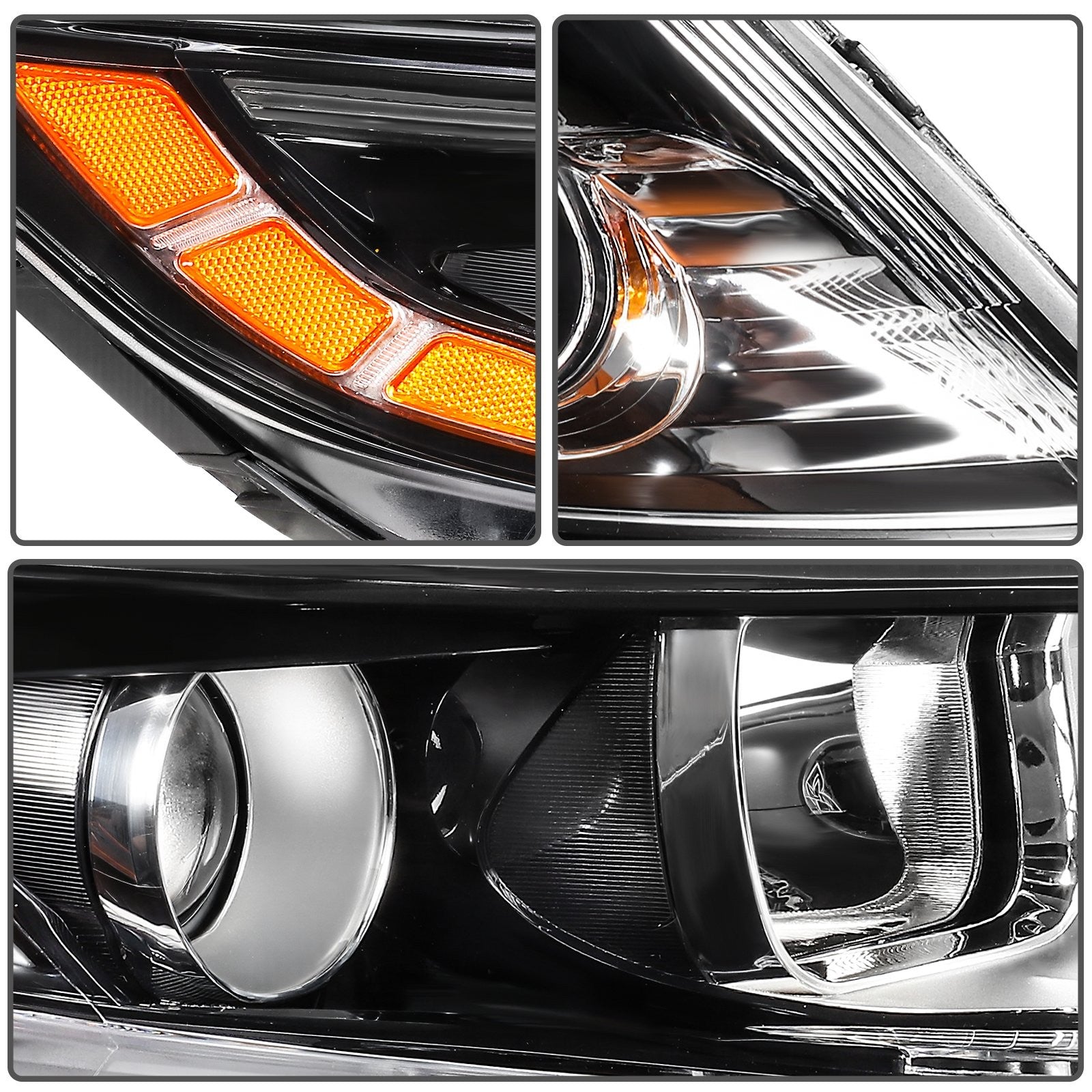 ECCPP Headlights Assembly For Kia Optima 2.0L 2.4L 2011-2013 Pair Black Amber 6B93BC-57