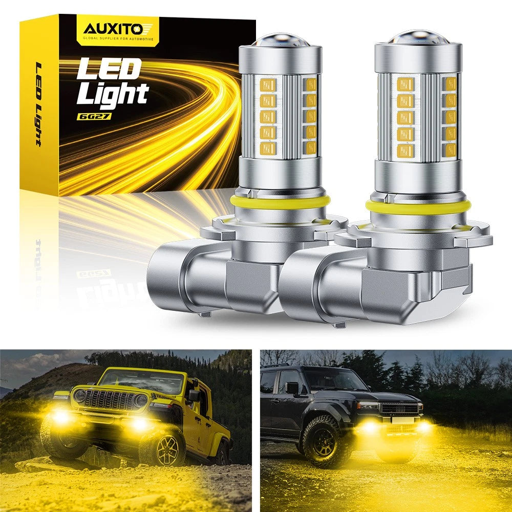 2X AUXITO LED Fog Light Bulb 9006 Fog Light Bulb Amber 3000K High Power Lamp EOA AUXITO