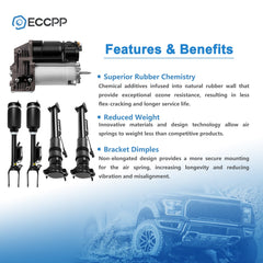 5PCS Front Rear Air Suspension Shocks + Compressor For Mercedes GL320 GL450 550 6B93BC-57