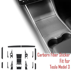 Interior Center Console Carbon Fiber Molding Sticker Decals For Tesla Model 3