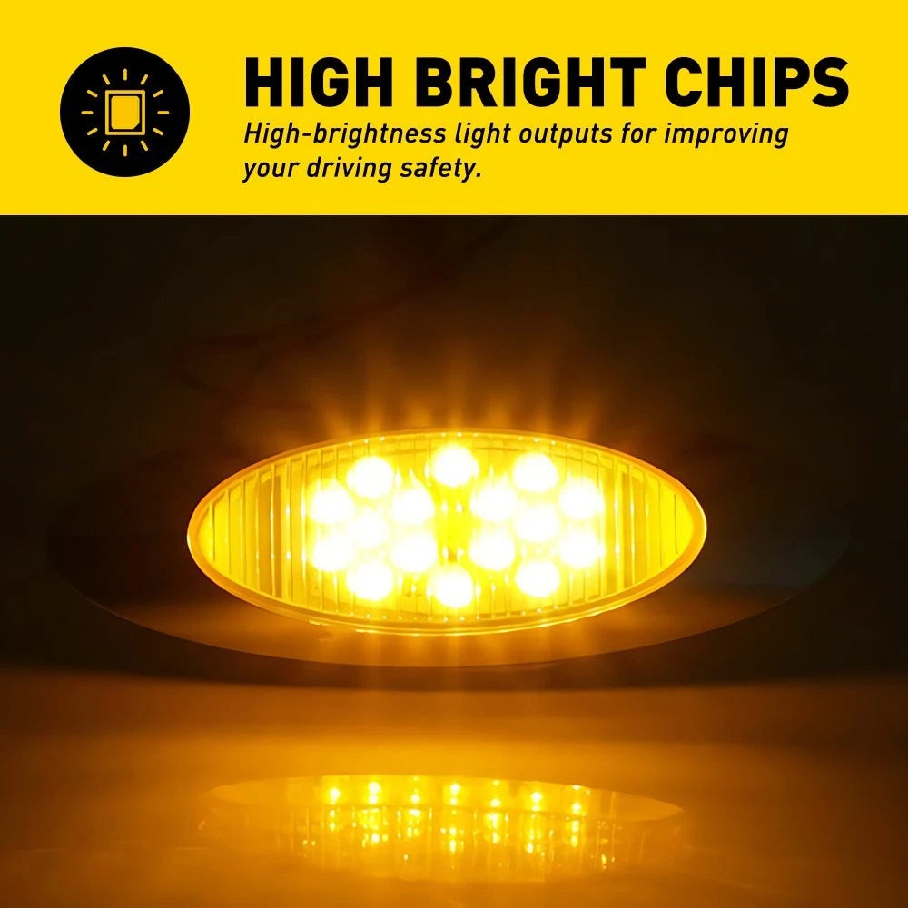 20PCS Marker Light 6.5" LED Truck RV Trailer Oval Clearance Side Light Amber EOA 6B93BC-57