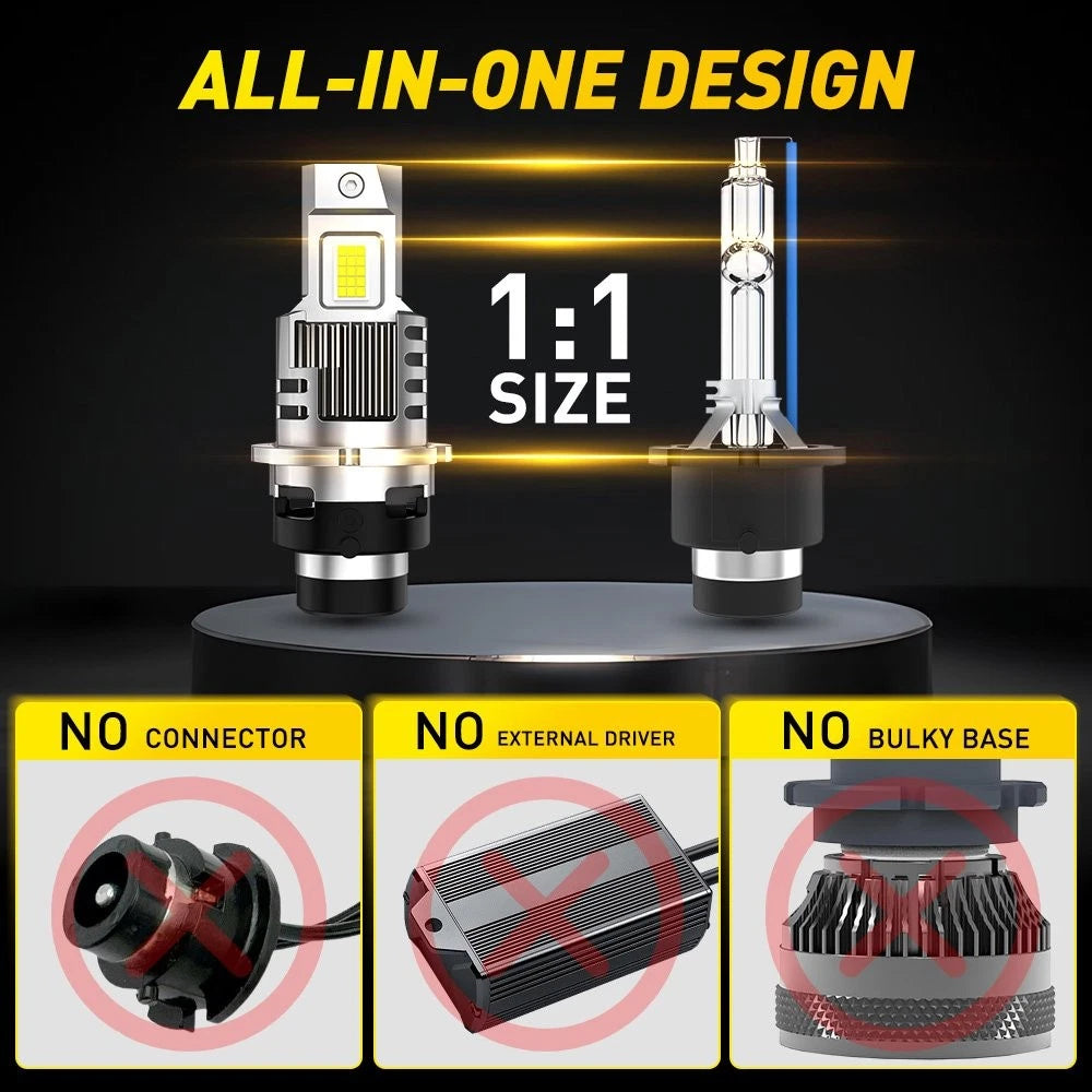 D4S D4R LED Headlight Bulbs 6500K Super White HID Xenon Conversion Kit Q16 6B93BC-57