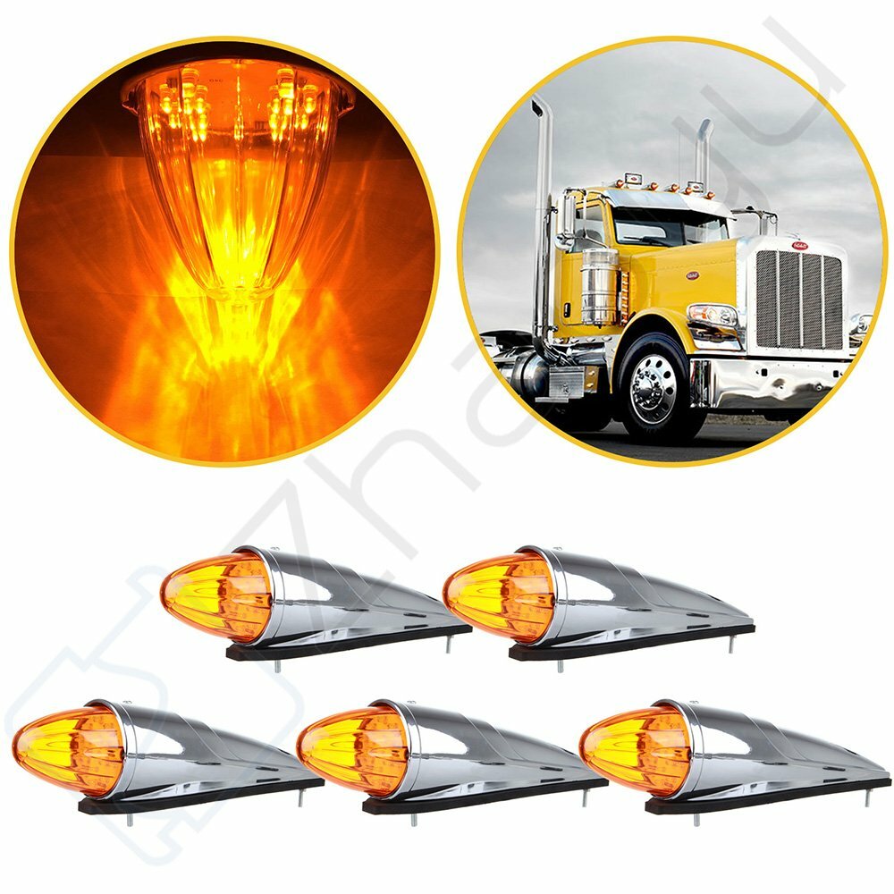5X 10.25" 17Diodes Amber Led Torpedo Cab Marker Lights for Peterbilt semi Truck 6B93BC-57