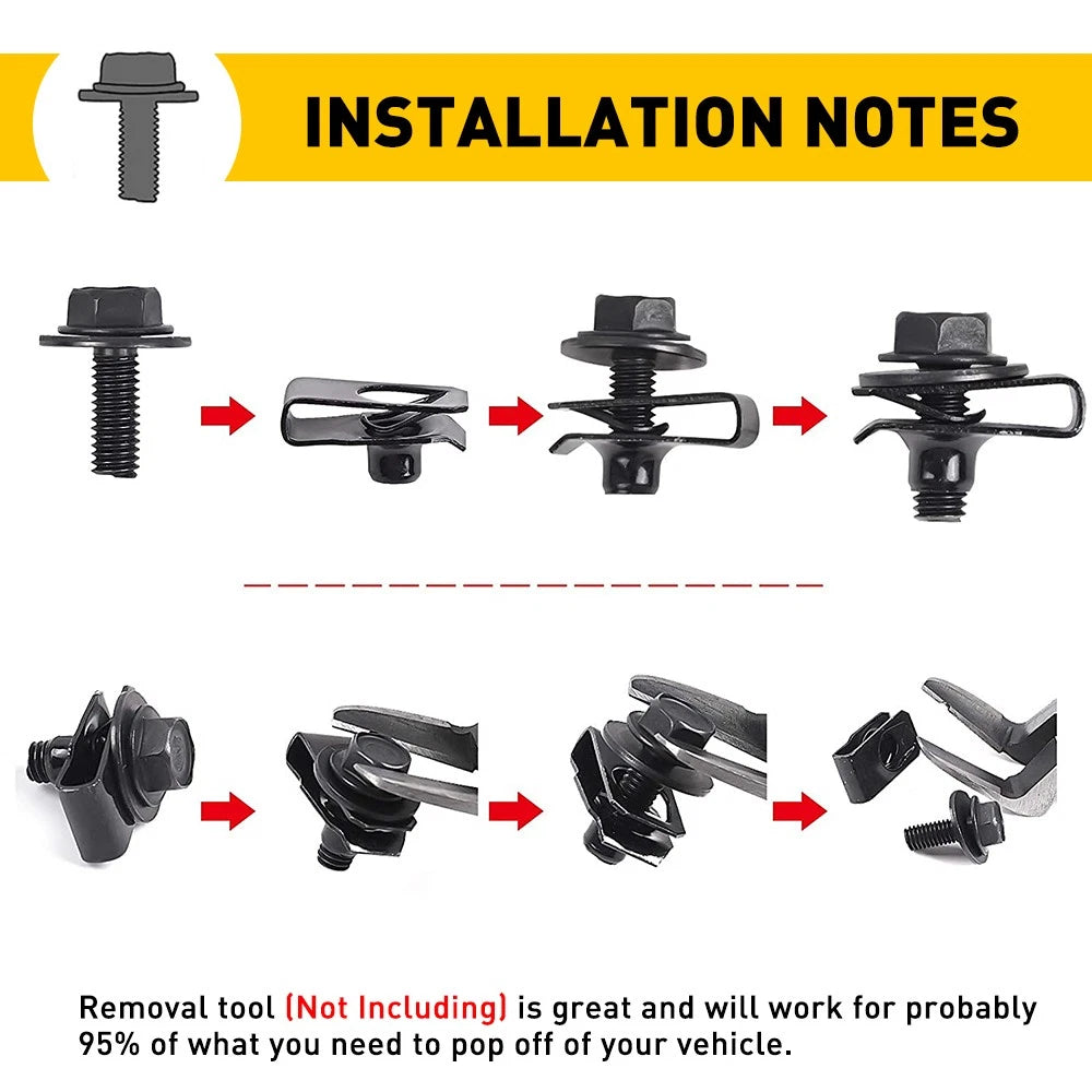 Universal Body & Bolts U-nut Clips M6 Engine Under Cover Splash Shield Guard EOA 6B93BC-57