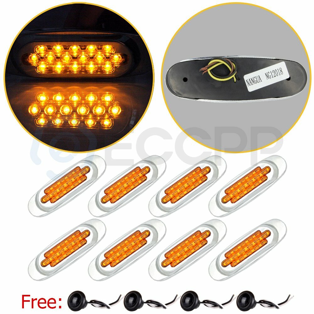 8X Amber 16 Led Side Marker Turn Lights for Kenworth Freightliner+ free lights 6B93BC-57
