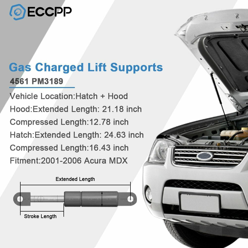 ECCPP 4x Front Hood + Rear Hatch Lift Support Gas Strut Fits 2001-2006 Acura MDX ECCPP