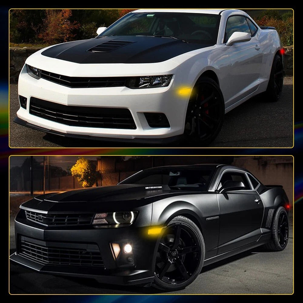 [Front+Rear]Amber+Red Clear LED Fender Side Marker Lamp For 2010-2015 Camaro EOA 6B93BC-57