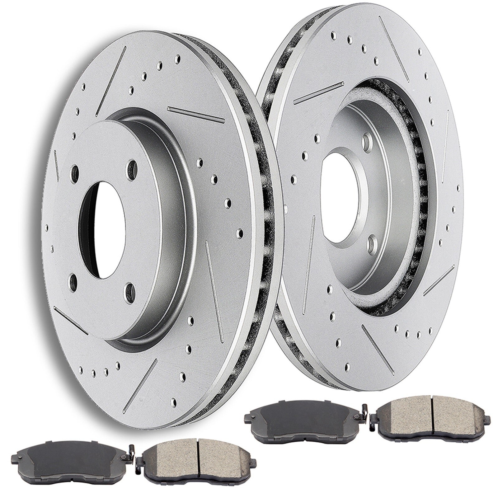 Front Disc Rotors + Ceramic Brake Pads for 2007 - 2012 Nissan Sentra Versa Cube 6B93BC-57