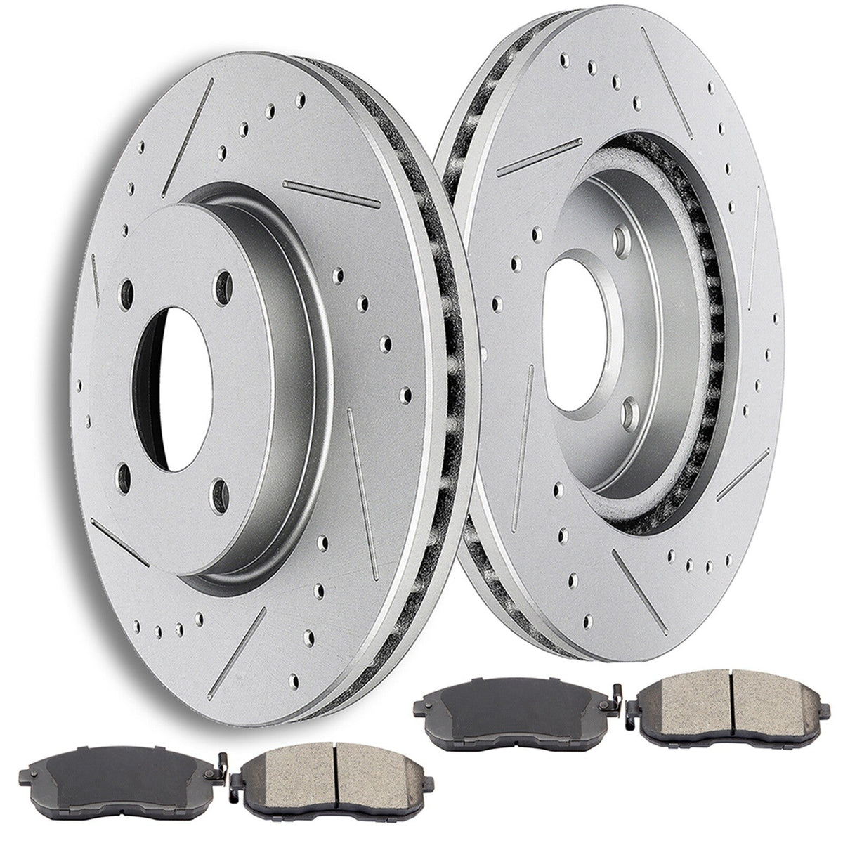Front Disc Rotors + Ceramic Brake Pads for 2007 - 2012 Nissan Sentra Versa Cube 6B93BC-57