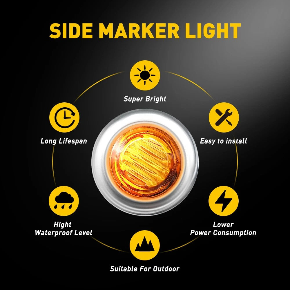 20/50/100PC LED Marker Lights 3/4" Truck Trailer Side Lamp With Stailness Base A 6B93BC-57